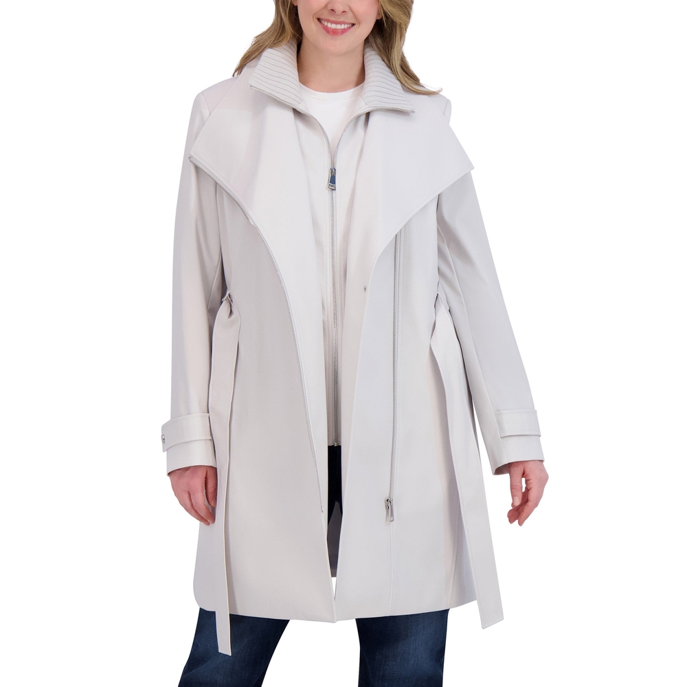 Halston Heritage Cream Belted Trench Coat - Picture 2 of 5